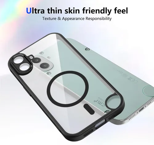 Vista 608 de Funda magnética transparente compatible con Xiaomi 17T, color negro 2 en 1 PC + TPU cubierta de teléfono a prueba de golpes, carcasa protectora