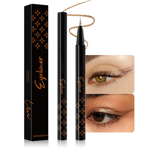 Vista 28 de evpct Delineador de ojos líquido cromático dúo, con purpurina de bronceador rosa, destello metálico brillante, sombra de ojos en lápiz, cambio