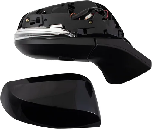 Vista 9 de TRQ Espejo calefactable eléctrico para el lado del pasajero, luz de charco de memoria negra lisa, punto ciego compatible con Toyota Sienna TO1320427