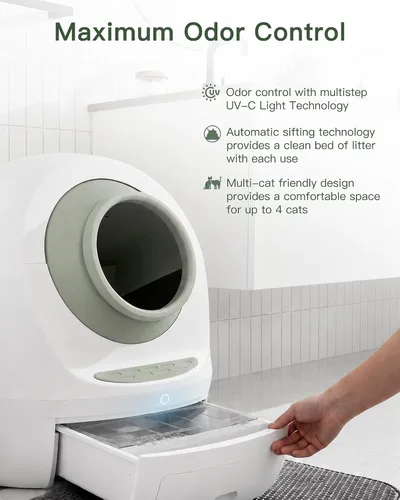 Vista 3 de Casa Leo Automatic Self-Cleaning Cat Litter Box Avocado Green