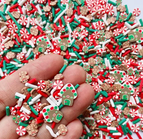 Vista 2 de EHOPE Rebanadas de Navidad, chispas falsas de resina, chispas de caramelo falso, gránulos de arcilla, chispas de polímero, rodajas de arcilla Casa