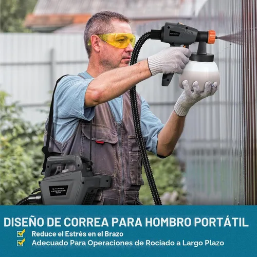 Vista 2 de Tilswall Pulverizador de pintura, pistola eléctrica de pintura en aerosol HVLP de 800 W, 40.6 fl oz/min, con manguera de aire de 2.5 M, recipiente