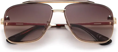 Vista 3 de Pro Acme Navigator Gafas de sol para hombres y mujeres piloto cuadrado doble puente metal Sunnies con lentes mejoradas