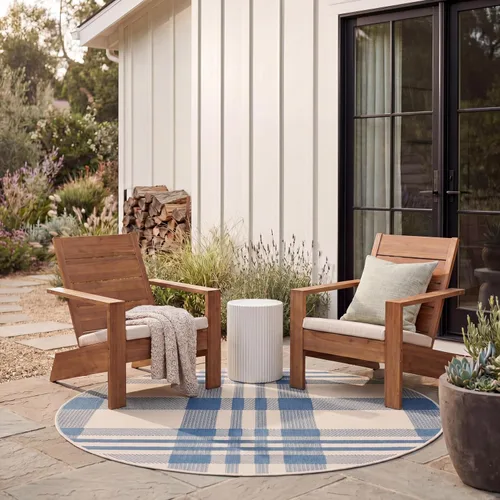 Vista 43 de SAFAVIEH Alfombra Lavable para Exteriores Colección Courtyard - 2'3" x 4', Beige y Azul, Patrón a Cuadros, No Desprende Pelusa y Fácil Limpieza