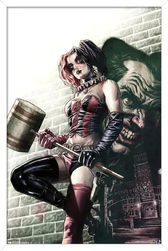 Vista 13 de Trends International DC Comics - Póster de pared de Harley Quinn, 14.725 x 22.375 pulgadas, versión enmarcada de madera de granero