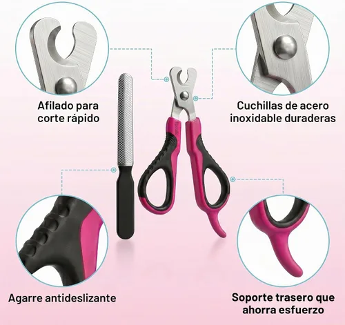 Vista 4 de Tpotato Cortauñas para gatos con lima de uñas, recortador de uñas de gato de acero inoxidable para gatos de interior, cortaúñas profesional
