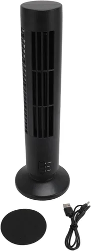 Vista 9 de SUNGOOYUE Cooling Tower Fan, Bladeless, Safe Design with Unique Tower Shape for Home, Bedroom, USB ABS Table Fan, 2 Speeds for Decoration or White