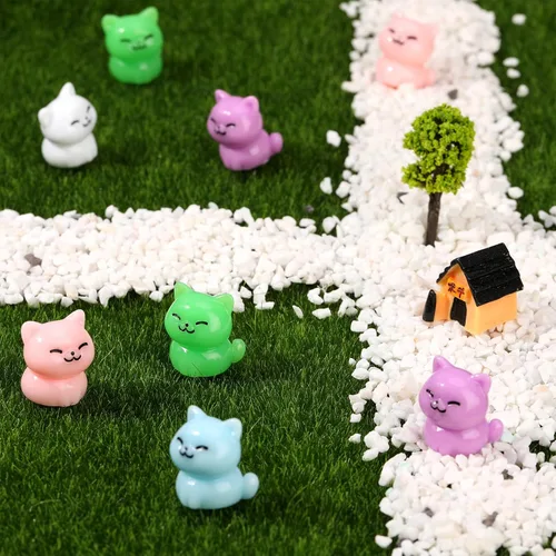 Vista 5 de 50 piezas de mini gatos de resina, figuras de gato en miniatura, lindas figuras de gatos pequeños, pequeños animales de resina, gatos, manualidades