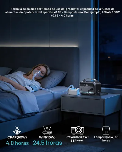 Vista 8 de DARAN Estación de energía portátil de 600 W (pico de 1200 W), generador solar LiFePO4 de 288 Wh con salidas de CA y CC, carga rápida de 2 horas