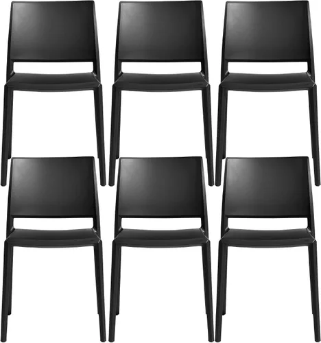 Vista 24 de LESHI Silla de comedor moderna apilable de plástico con respaldo sin brazos para comedor, sala de estar, jardín, patio, balcón, escritorio