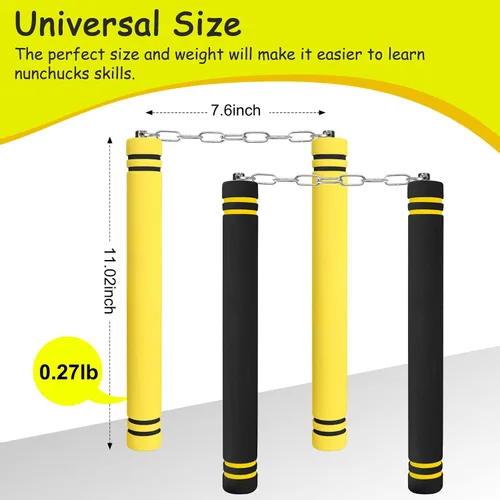 Vista 3 de Nunchakus de entrenamiento de goma espuma seguros con cadena de acero para niños, adultos y principiantes, para la práctica y el entrenamiento