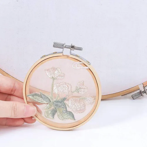 Vista 6 de 60 aros redondos de madera para bordar de bambú de 3 pulgadas para costura de arte y manualidades