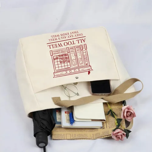 Vista 6 de TOBGBE Bolsa para álbum de cantante – Letra de canción romántica, regalo inspirado en la música, bolsa para amantes de la música, Blanco sucio