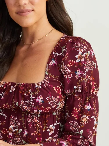 Vista 5 de ALTAR'D STATE Vestido de manga larga para mujer, con estampado floral, cuello cuadrado, casual, para verano y otoño