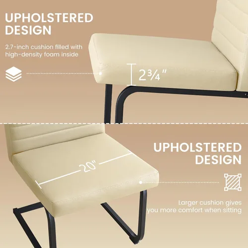 Vista 6 de Furniliving - Juego de 2 sillas de comedor modernas tapizadas de tela técnica con patas de acero, respaldo alto, sillas sin brazos para comedor