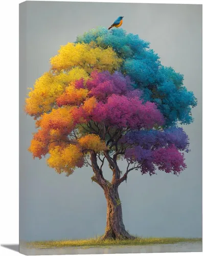 Vista 35 de VOCBAN Modern Artwork Colourful Tree Of Life Wall Art Canvas Picture Print Painting Botanical Artwork for Bathroom Living Room Bedroom(blue blue 80