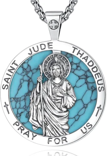Vista 152 de Vito Collar de plata de ley 925 para mujeres y hombres, San Benito, crucifijo, Caravaca, San Cristóbal, San Judas, medalla patronal, amuleto