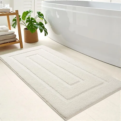 Vista 50 de HOMORE Alfombra de baño negra de 24 x 17 pulgadas, suave y absorbente, alfombra de baño pequeña, alfombra de baño lavable antideslizante para bañera