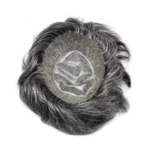 Vista 20 de Toupee para hombre 100% cabello humano real tupé para hombres 0.004 in piel de poliuretano para hombre, sistema de reemplazo de piezas de pelo