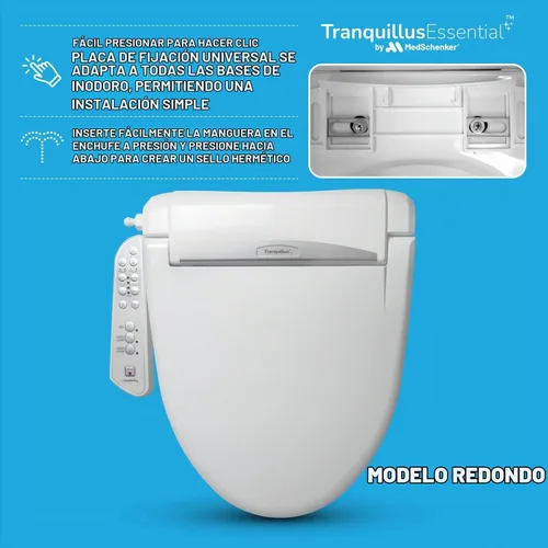 Vista 3 de Tranquillus Essential - Bidé redondo – Asiento de inodoro ajustable para agua y aire, bidé eléctrico – Asiento compatible con ADA, calefactado