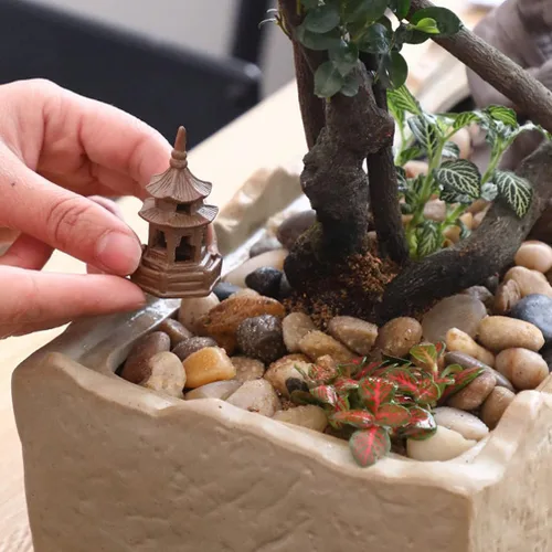 Vista 5 de BESPORTBLE Escultura de cerámica Zen Garden Ornamento 3 piezas miniatura mini estatua de pagoda estatua de cerámica para jardín zen decoración