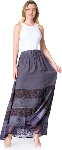 Vista 5 de Sakkas Sandra - Falda larga estilo gitana para mujer, estilo bohemio, cintura elástica y bolsillos