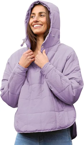 Vista 54 de QIBABU Chaqueta acolchada con capucha de gran tamaño para mujer, ligera, acolchada, manga larga, abrigo de invierno cálido