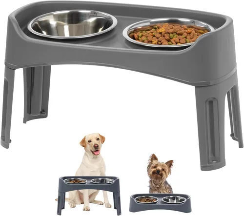 Vista 10 de IRIS USA - Cuencos elevados para perros, altura doble, 4.63 pulgadas o 12.25 pulgadas, fabricados en Estados Unidos, color negro Includes 2