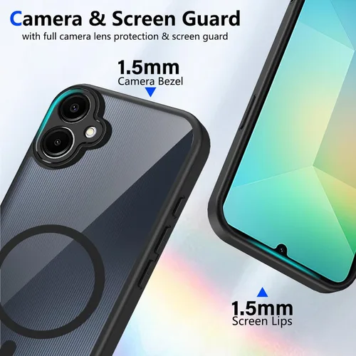 Vista 465 de Funda magnética transparente compatible con Xiaomi 17T, color negro 2 en 1 PC + TPU cubierta de teléfono a prueba de golpes, carcasa protectora