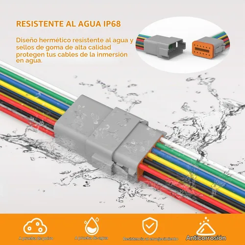 Vista 4 de Newdeli Deutsch - Kit de conectores de 12 pines, impermeable, conector eléctrico de 16 AWG macho y hembra, conectores de cable automotriz