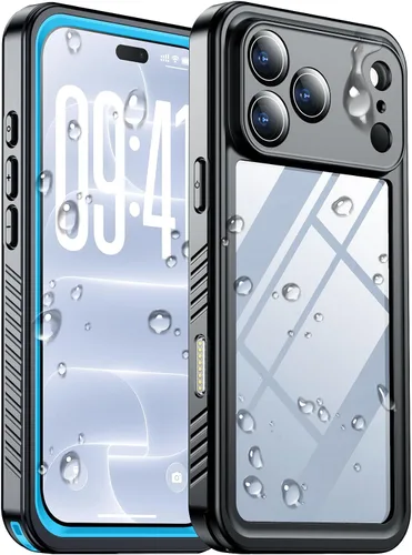 Vista 18 de SPIDERCASE Funda impermeable para iPhone 16 Pro, color negro y transparente Negro / transparente