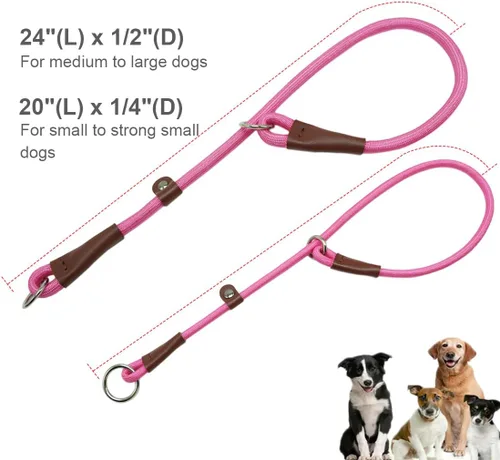 Vista 22 de MayPaw Collar ajustable de cuerda de nailon para entrenamiento de perros, collares de perro Martingala redondos sin tirones para perros pequeños