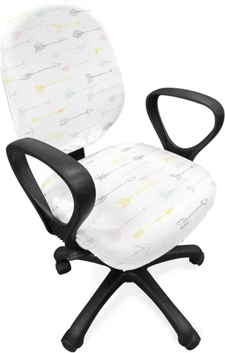 Vista 20 de Lunarable Funda para silla de oficina tribal, diseño azteca, nativo americano, geométrico, simbolismo étnico con espirales de triángulos, elástico