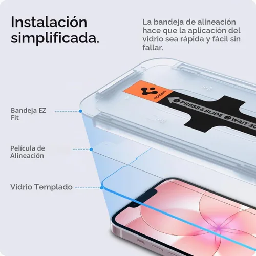 Vista 3 de Spigen Protector de pantalla de vidrio templado [GlasTR EZ FIT] diseñado para iPhone 14/iPhone 13 Pro/iPhone 13 [protección de sensor/ paquete de 2]
