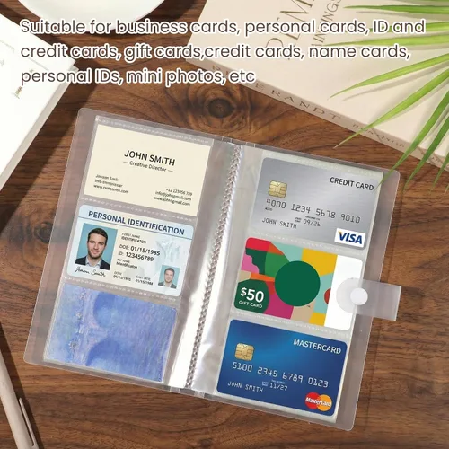 Vista 5 de 240 ranuras insertadas libro de tarjetas de visita transparente titulares de tarjetas de crédito fundas de plástico insertos tarjeta titular