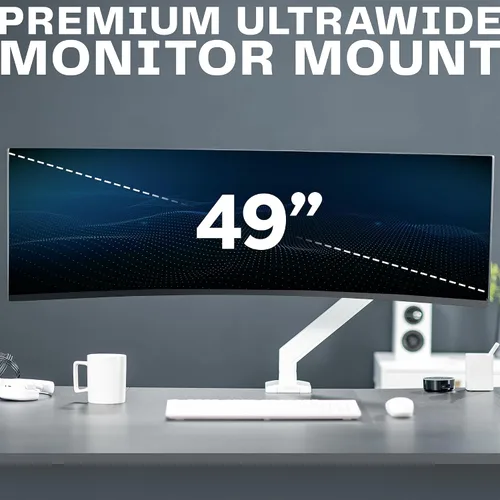 Vista 3 de VIVO Brazo de monitor de aluminio resistente de alta calidad para monitores ultraanchos de hasta 49 pulgadas y 33 libras, soporte de montaje