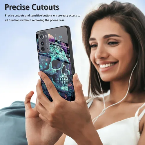 Vista 120 de Funda para Motorola Moto Edge 2022, cubierta trasera de vidrio templado con protector de pantalla, funda protectora a prueba de golpes para Motorola