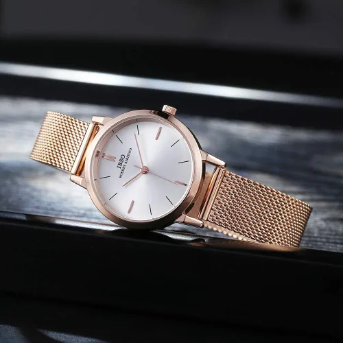 Vista 4 de Reloj de pulsera de malla de acero inoxidable para mujer, reloj de pulsera de cuarzo para mujer, impermeable, diseño único, Relogio Feminino