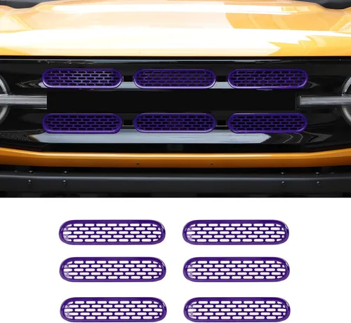 Vista 12 de Kit de 6 piezas de rejilla de malla para parrilla delantera, marco de cubierta, para Ford Bronco 2021-2024 de 2/4 puertas, accesorios exteriores
