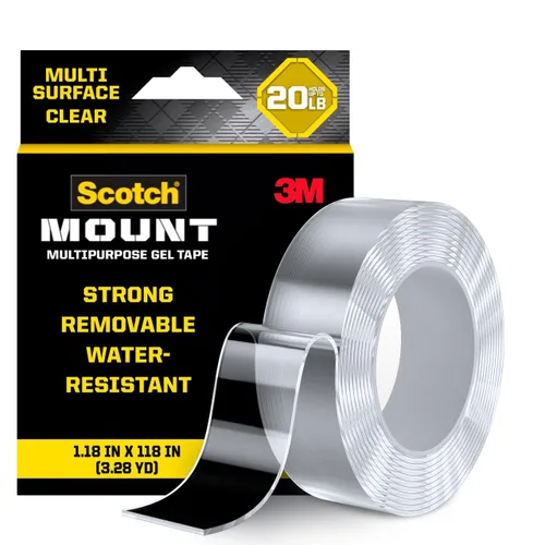 Vista 12 de Scotch-Mount Cinta de Gel Multiusos, Cinta de Doble Cara para Aplicaciones de Trabajo Pesado, Cinta de Montaje Extraíble, Cinta Nano, Cinta