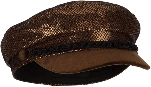 Vista 5 de SSHat - Gorra de pescador griego de dos tonos metálica y terciopelo