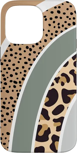 Vista 21 de Boho Burnt Orange Half Rainbow with Dotted Pattern Leopard Case for iPhone 17