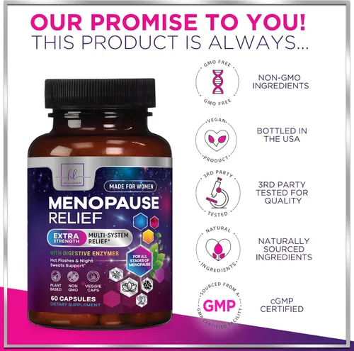 Vista 4 de Suplementos para la menopausia para mujeres, sudores nocturnos y píldoras de alivio de la menopausia, mezcla probiótica de 8 mil millones de UFC por