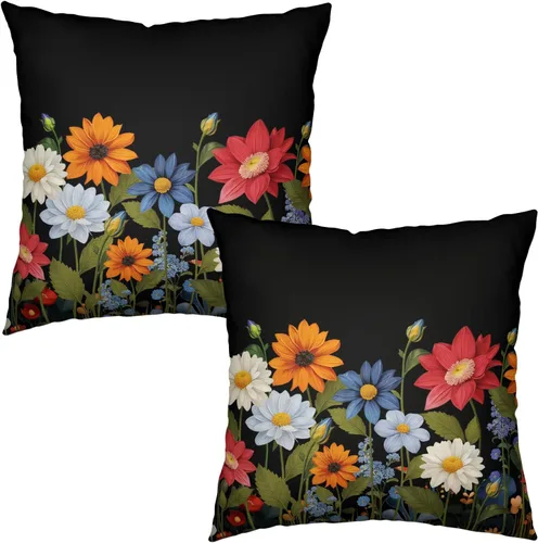 Vista 191 de Juego de 2 fundas de almohada de 16 x 16 pulgadas, diseño patriótico de bandera estadounidense con estrellas para exteriores, estilo casa de campo