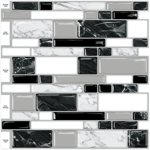 Vista 9 de 10 hojas para despegar y pegar para cocina, baño, azulejos azules de 12 x 12 pulgadas