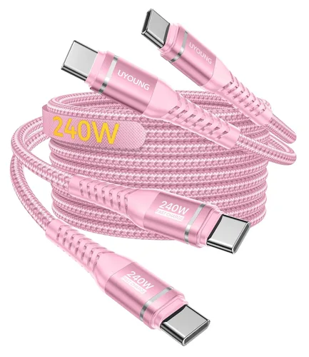 Vista 13 de Cable USB C a USB C de 240 W de carga rápida de 6 pies, cable USBC a C Negro