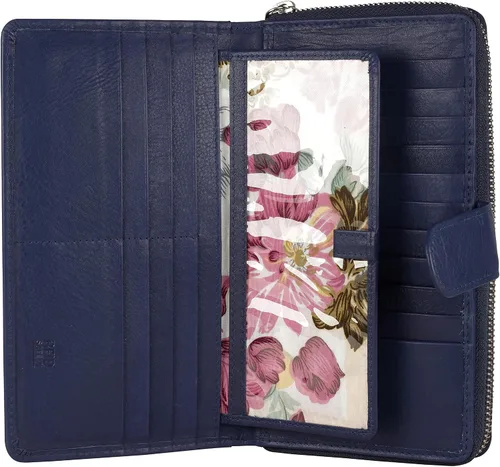 Vista 10 de Cartera grande de piel para mujer con bloqueo de identificación por radiofrecuencia