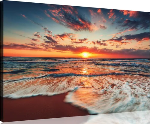 Vista 62 de TutuBeer 3 paneles de fotos de playa, arte de pared, diseño de mar azul, playa blanca al amanecer, imágenes impresas en lienzo, imágenes del océano