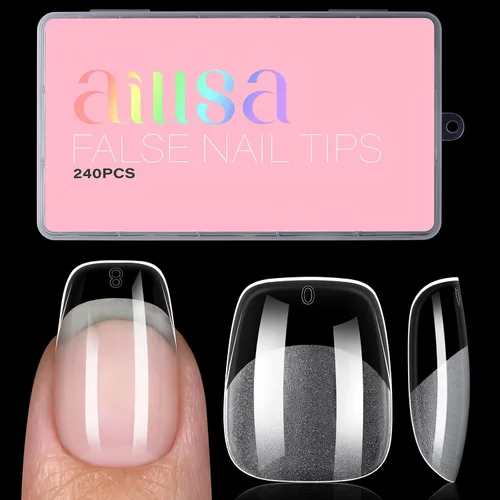 Vista 8 de AILLSA Puntas de uñas de bailarina, puntas de uñas de gel transparente
