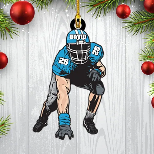 Vista 5 de Adorno acrílico de fútbol americano personalizado 2025, decoración personalizada para árbol de Navidad, recuerdo único de vacaciones, regalo